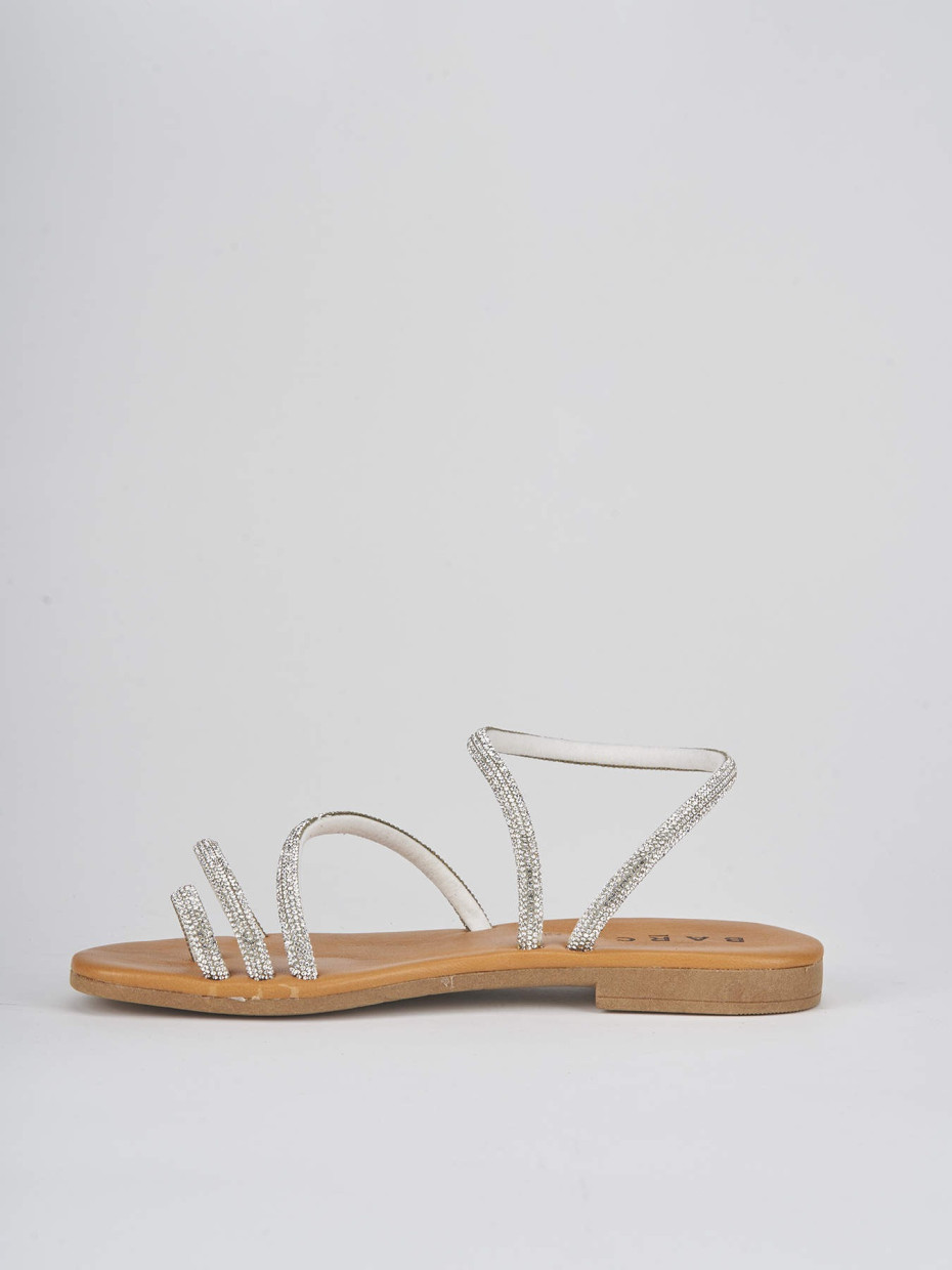 Low heel sandals heel 1 cm silver leather