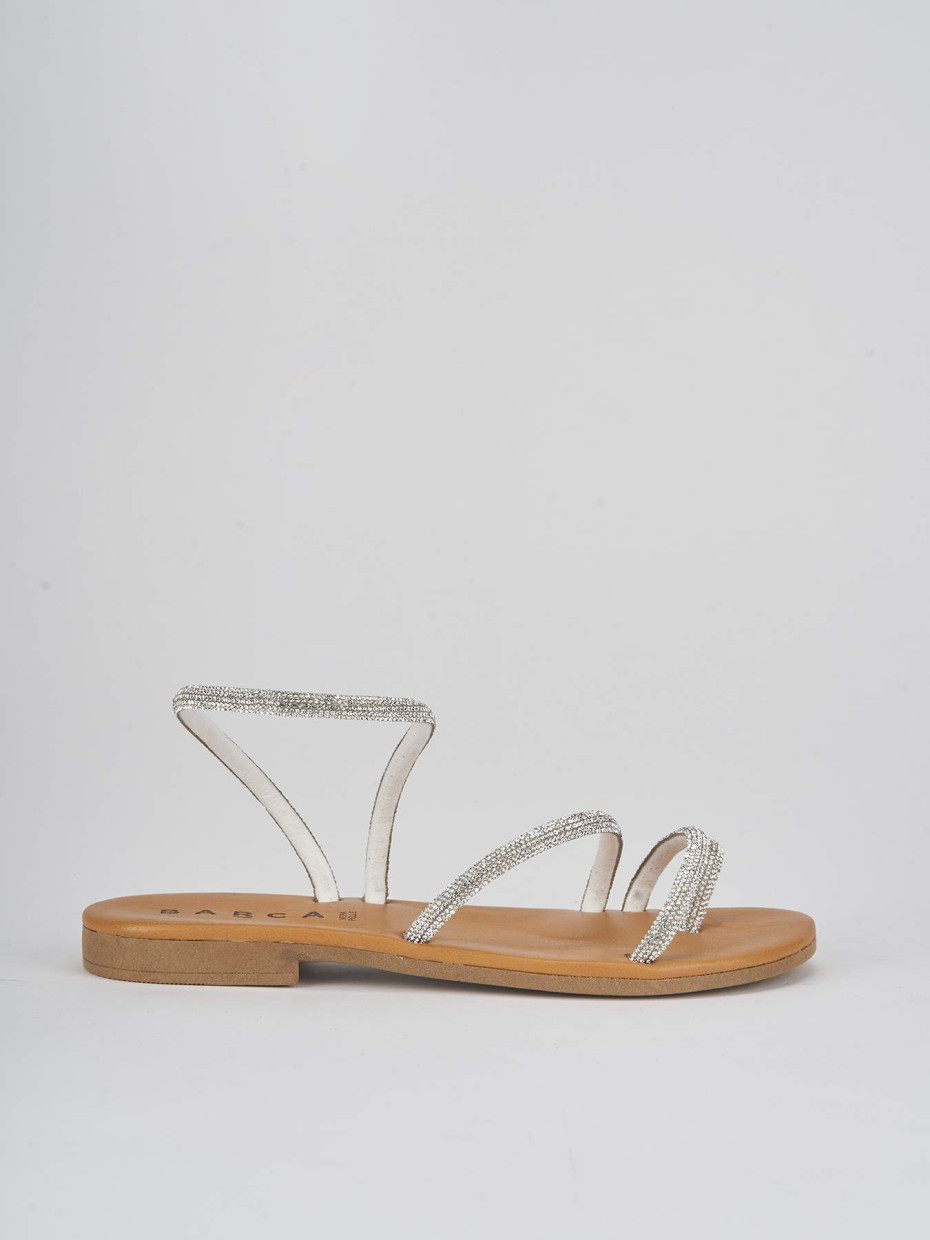 Low heel sandals heel 1 cm silver leather