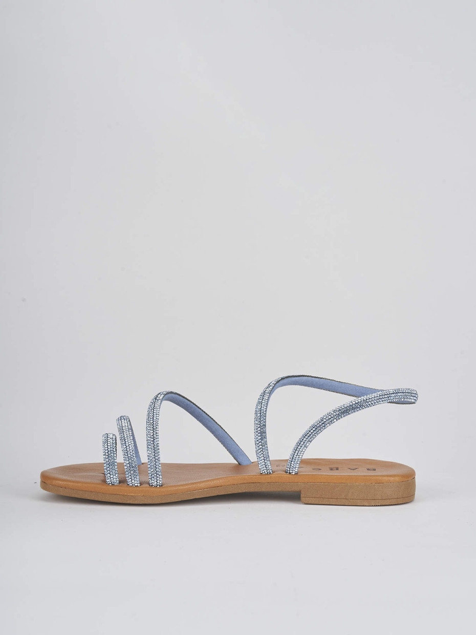 Low heel sandals heel 1 cm light blue leather