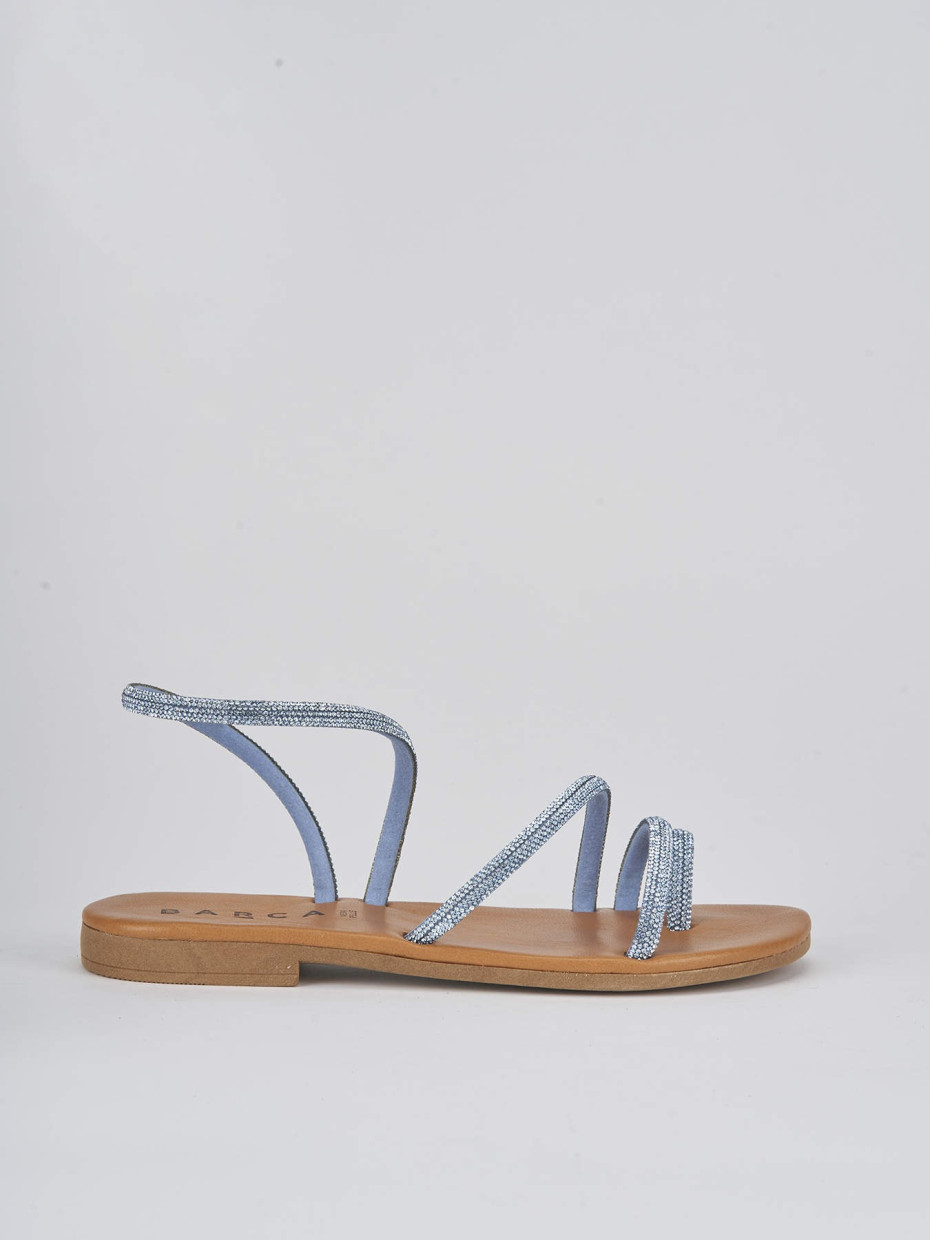 Low heel sandals heel 1 cm light blue leather