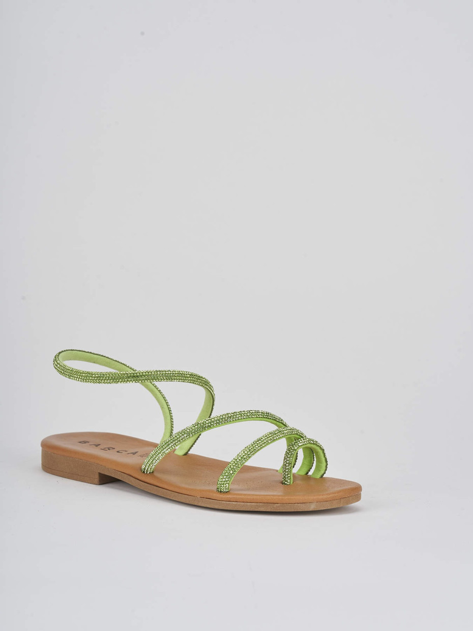 Low heel sandals heel 1 cm green leather