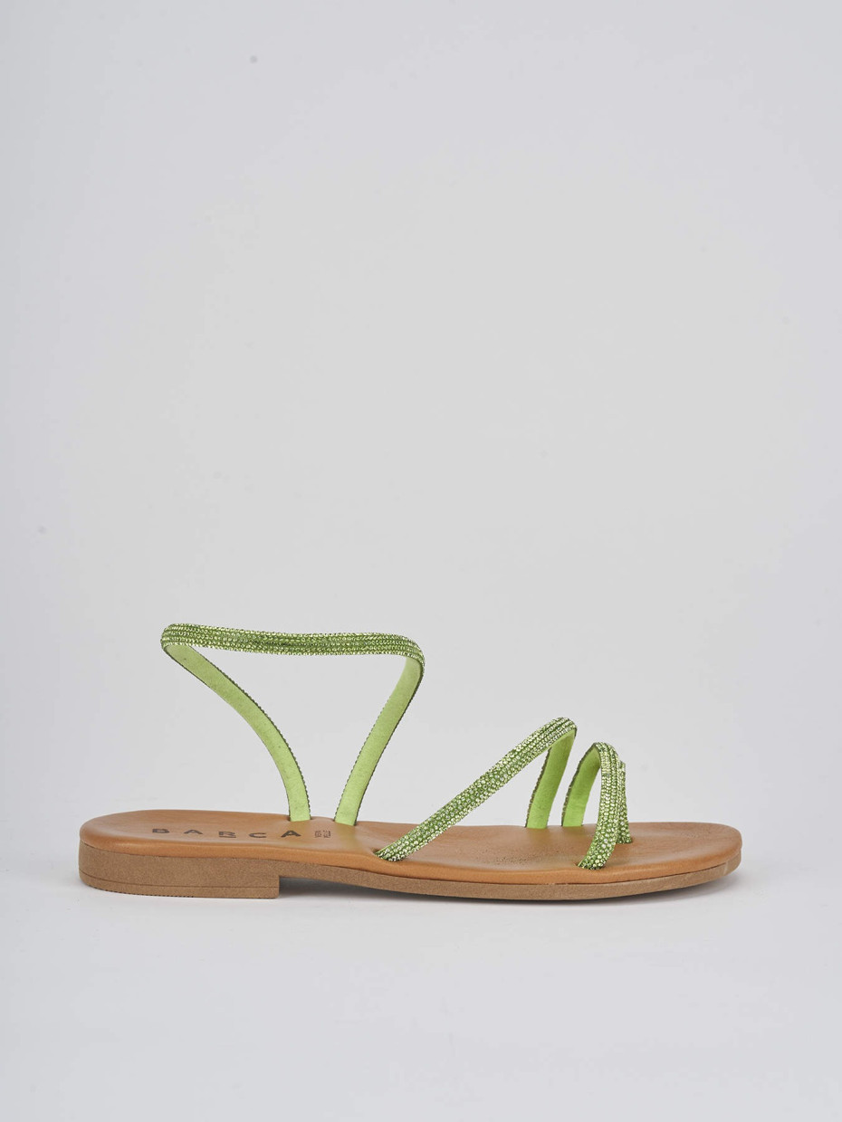 Low heel sandals heel 1 cm green leather