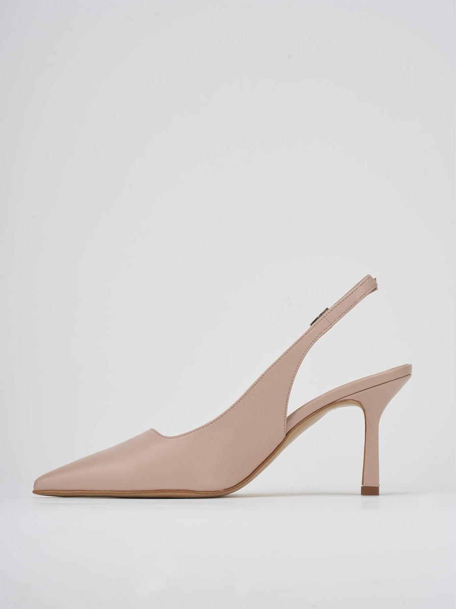 Décolleté e slingback tacco 7cm pelle rosa