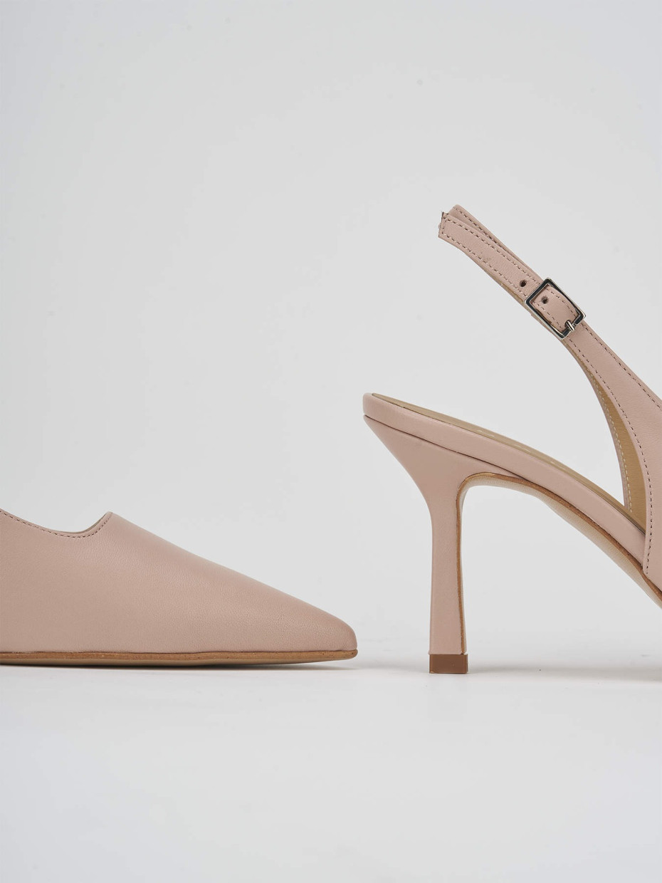 Décolleté e slingback tacco 7cm pelle rosa