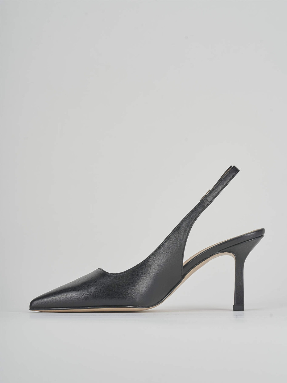 Décolleté e slingback tacco 8cm pelle nero