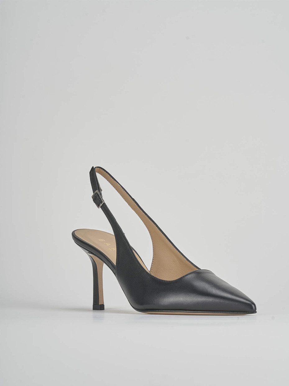 Décolleté e slingback tacco 8cm pelle nero
