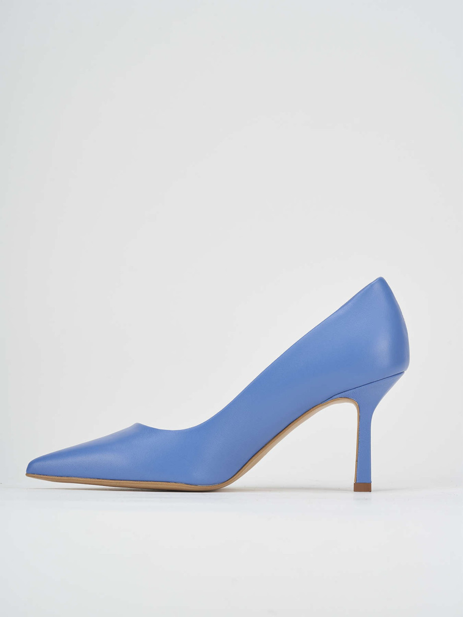 Décolleté e slingback tacco 7cm pelle azzurro