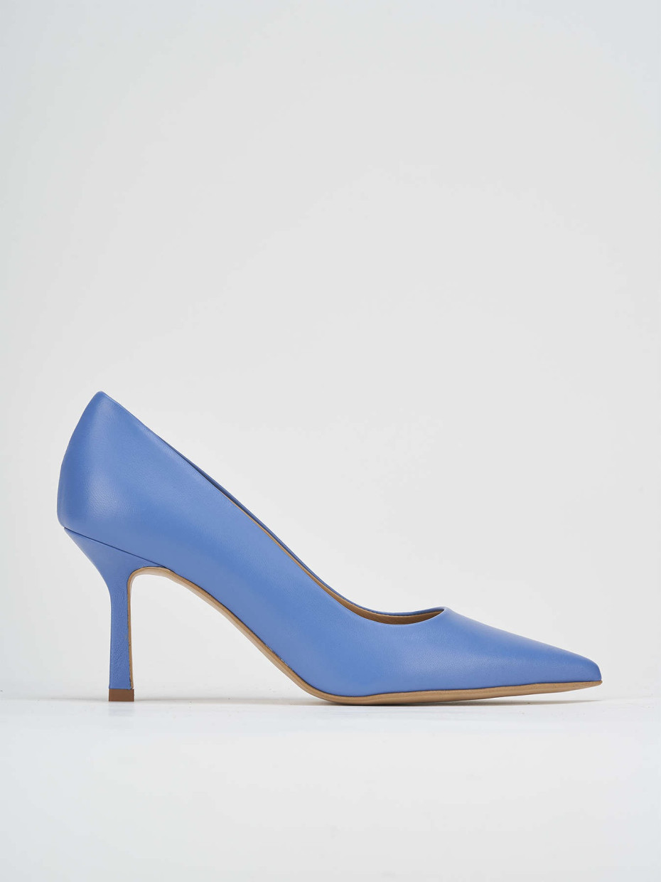 Décolleté e slingback tacco 7cm pelle azzurro