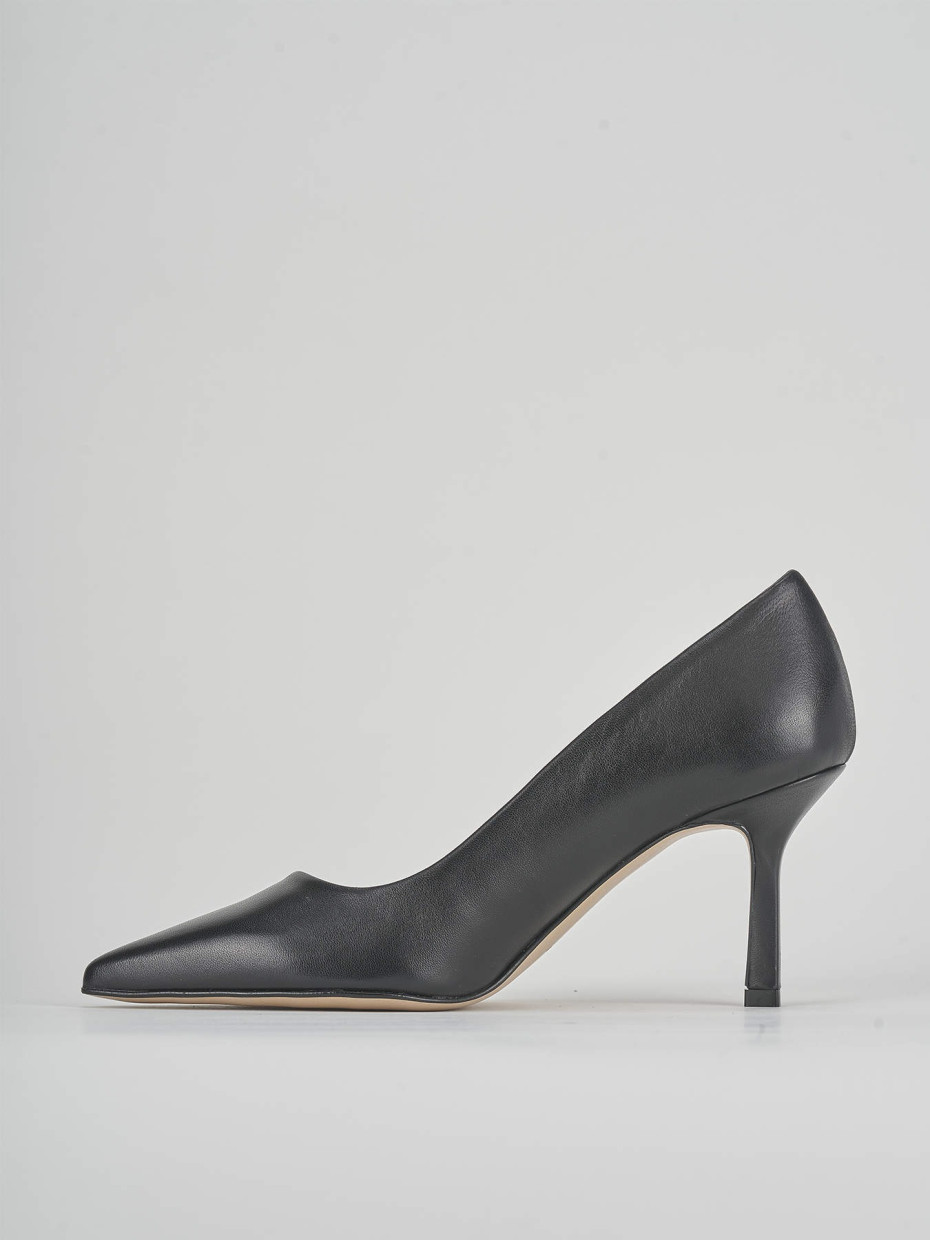 Décolleté e slingback tacco 7cm pelle nero