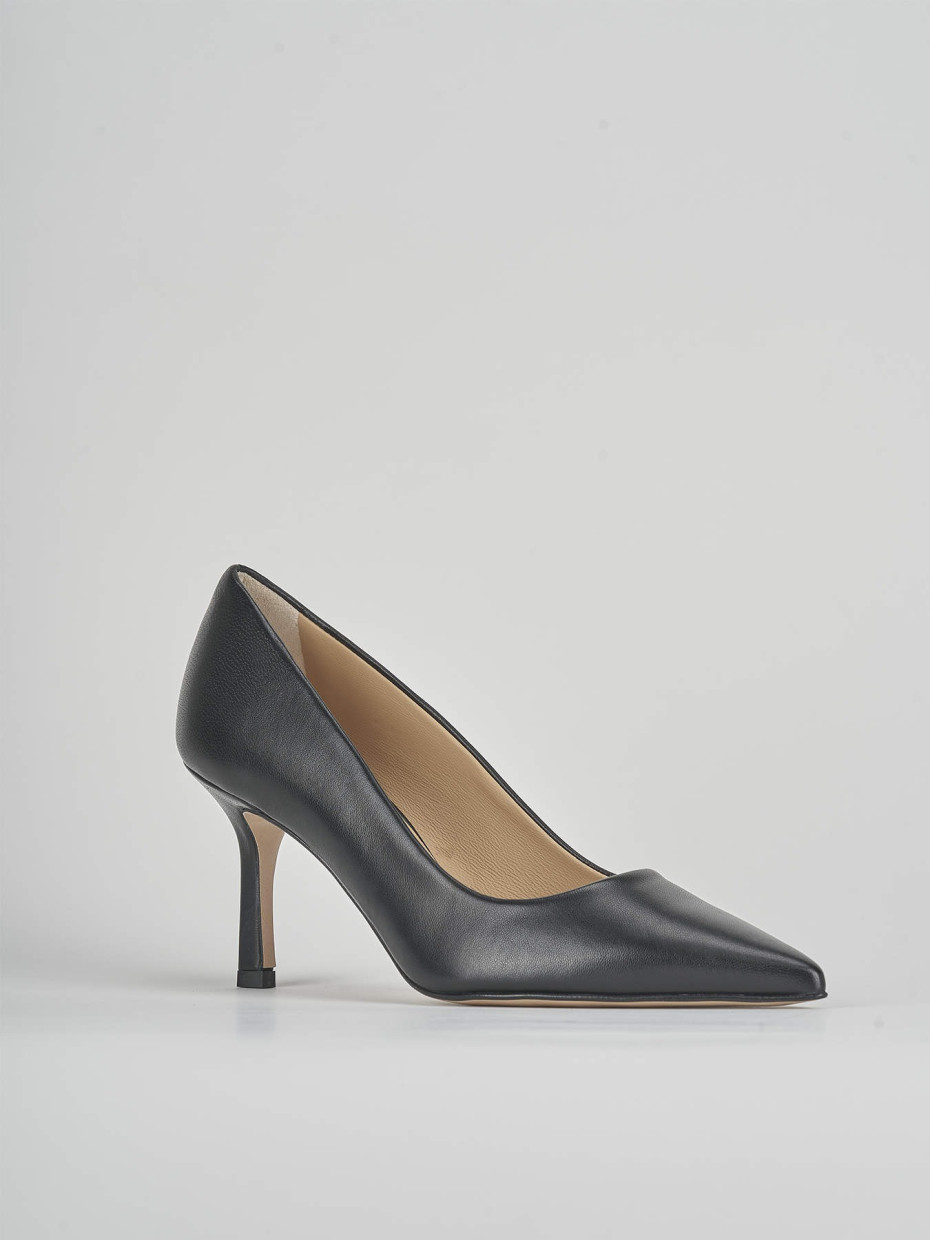 Décolleté e slingback tacco 7cm pelle nero