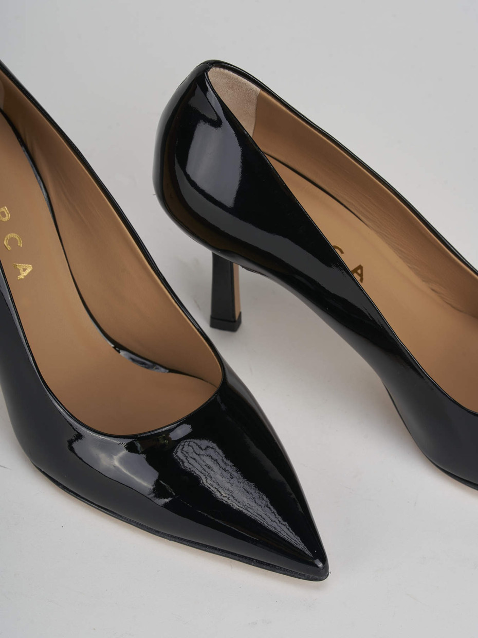 Décolleté e slingback tacco 7cm vernice nero