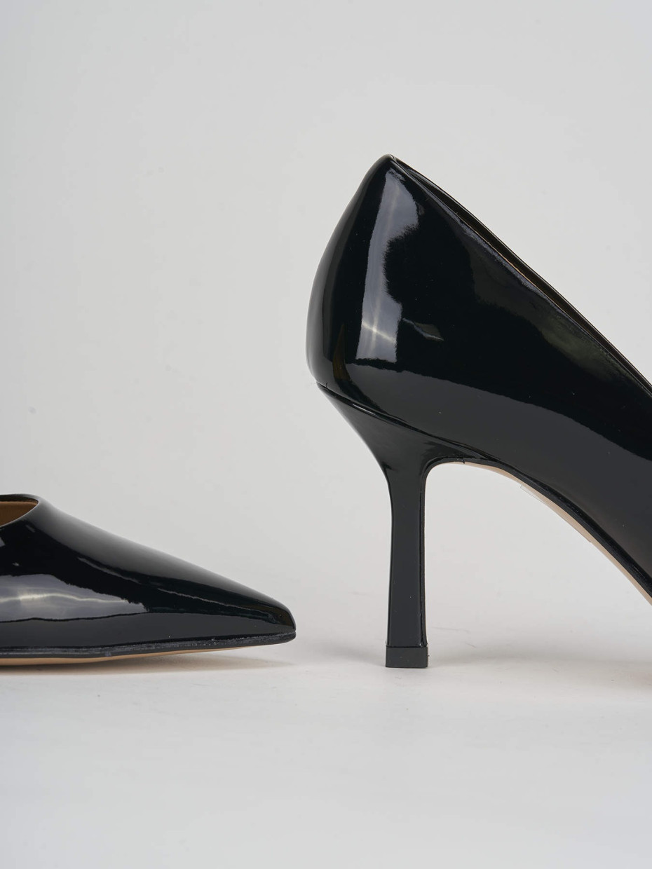 Décolleté e slingback tacco 7cm vernice nero