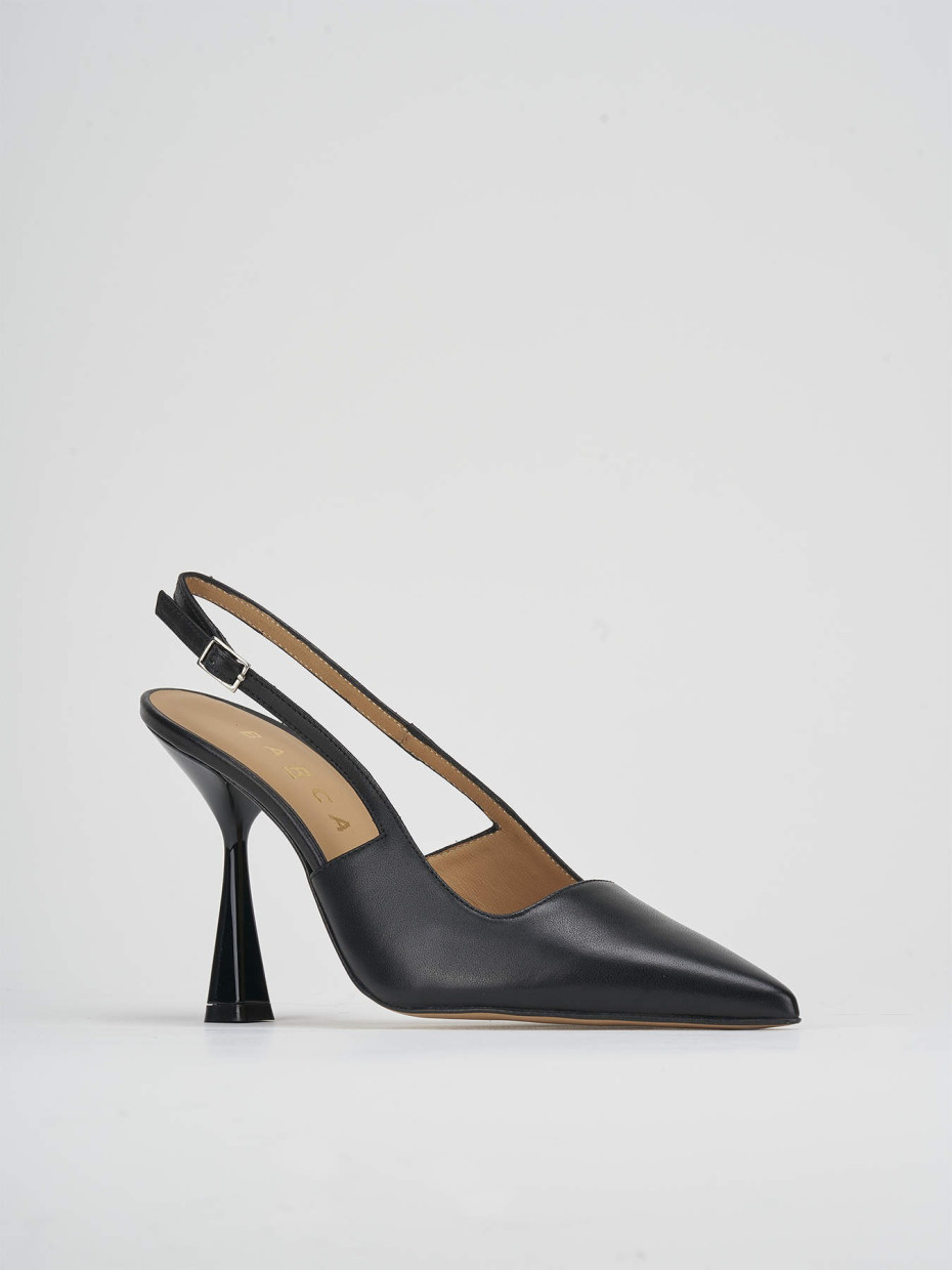 Slingback decolte tacco 8 nero pelle