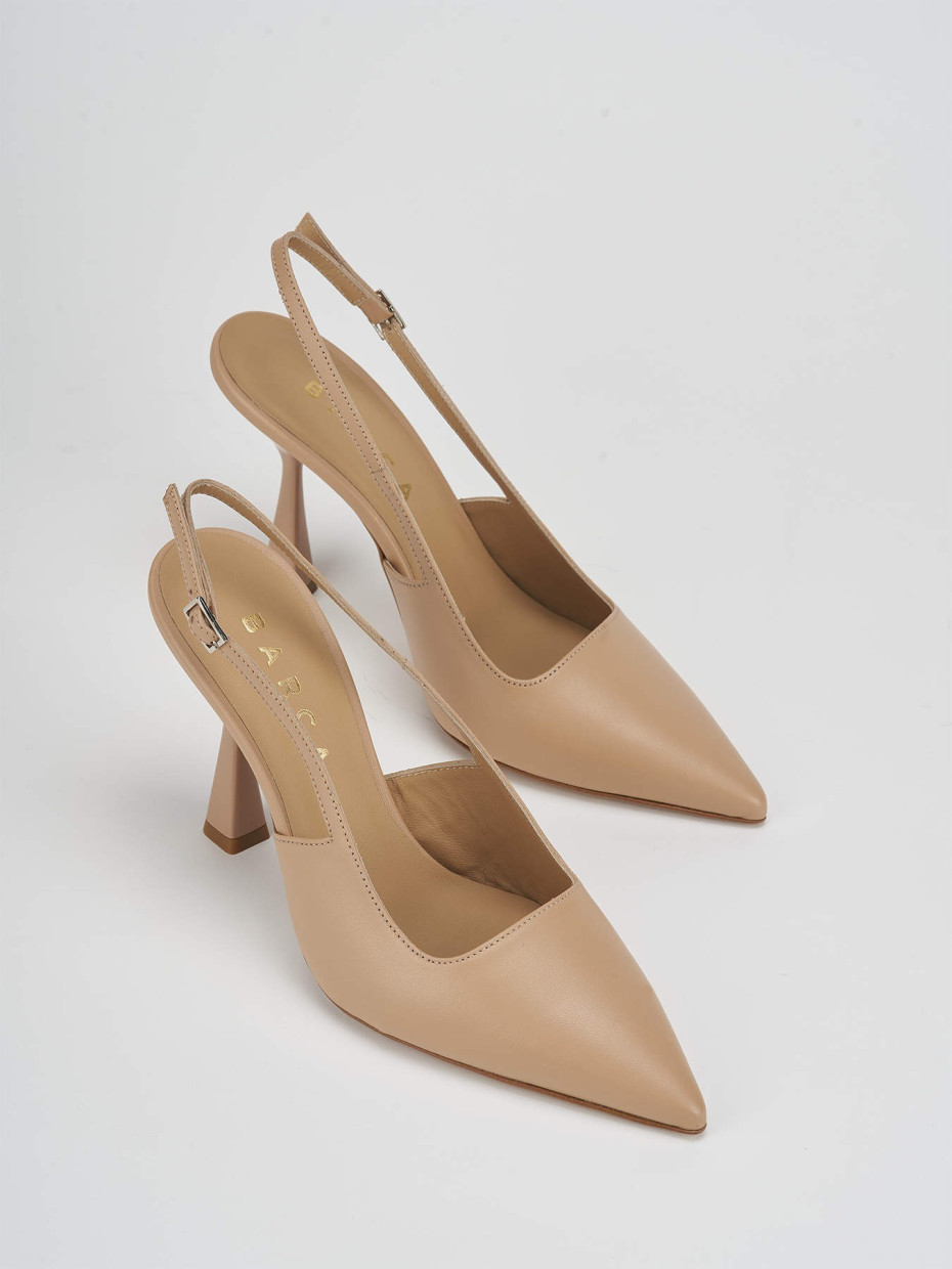 Pumps heel 9 cm brown leather