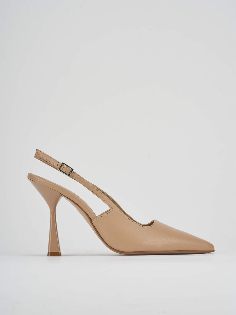 Pumps heel 9 cm brown leather