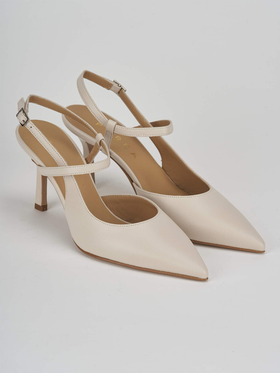 Pumps heel 7 cm beige leather