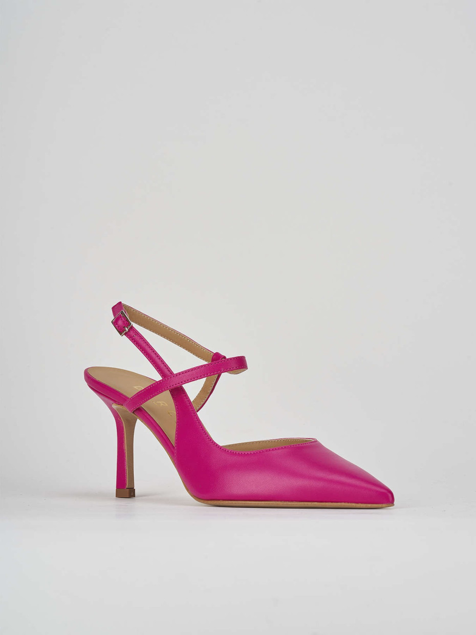 Décolleté e slingback tacco 7cm pelle rosa