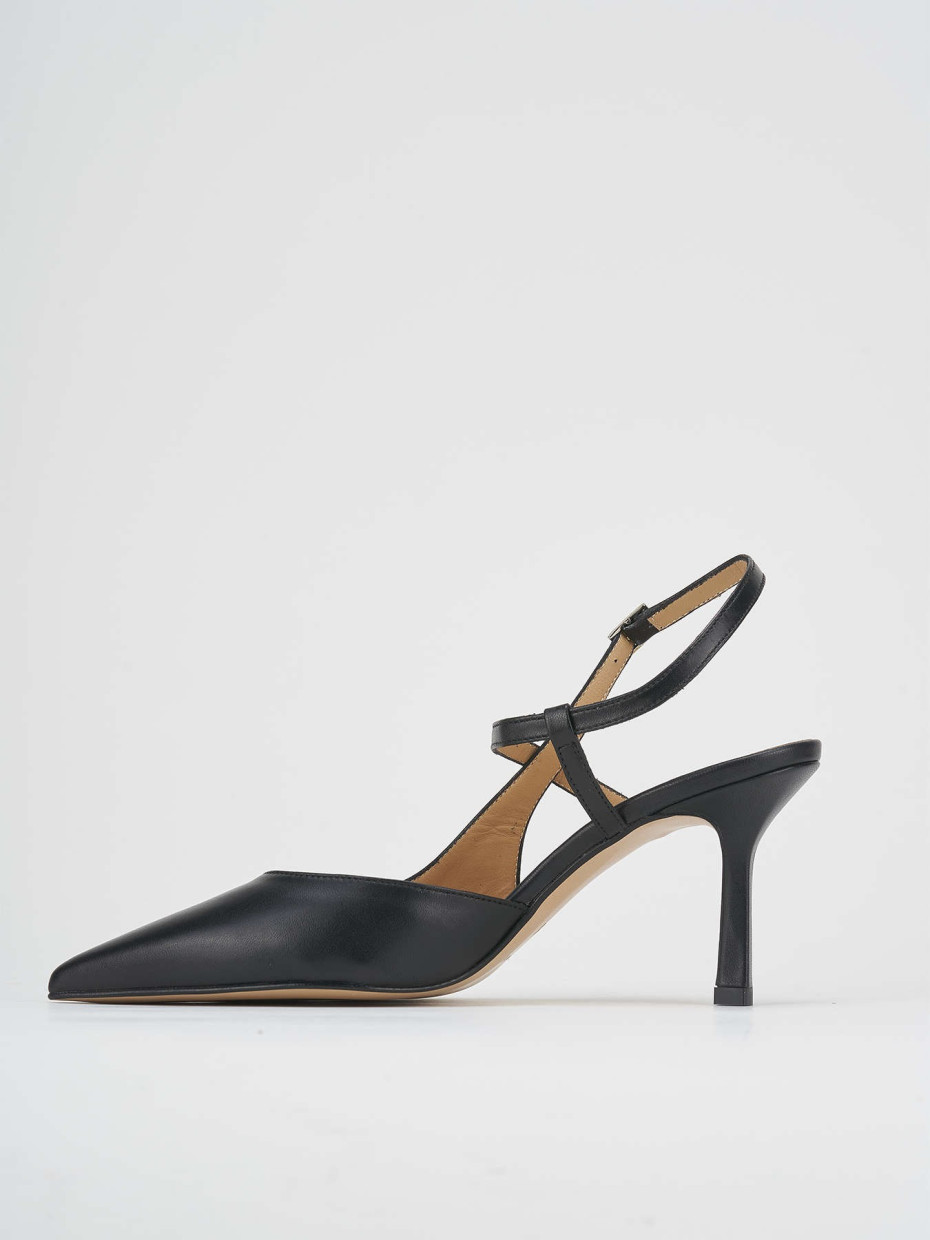 Décolleté e slingback tacco 7cm pelle nero