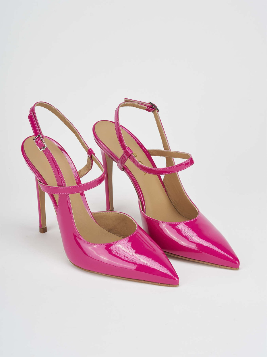 Décolleté e slingback tacco 10cm vernice rosa