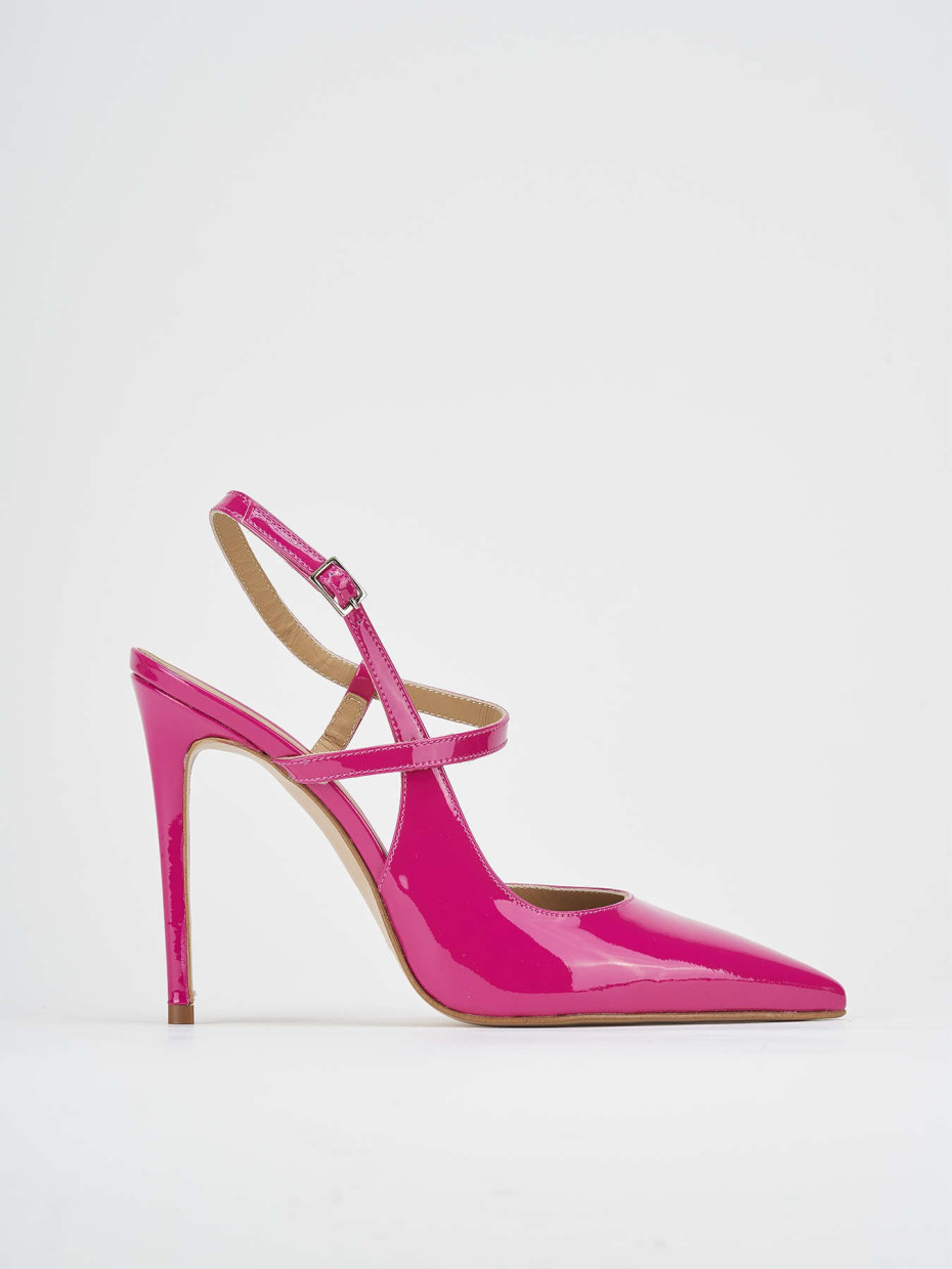 Décolleté e slingback tacco 10cm vernice rosa