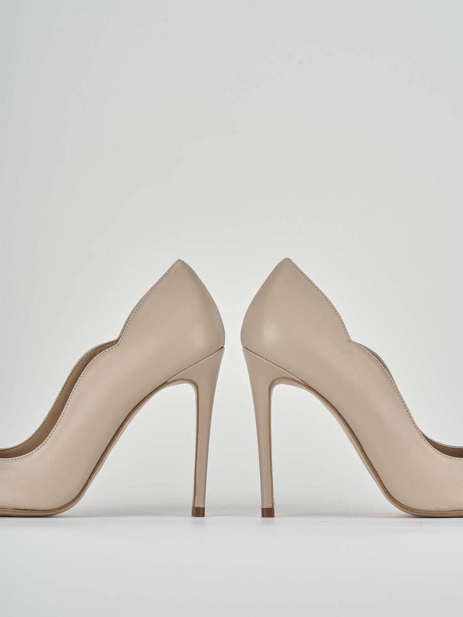 Pumps heel 11 cm beige leather