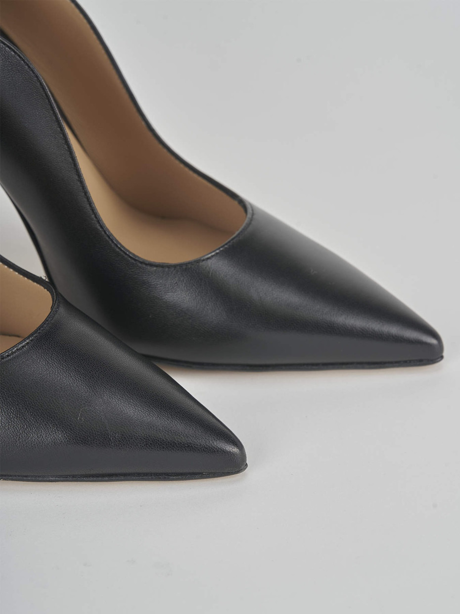 Décolleté e slingback tacco 10cm pelle nero