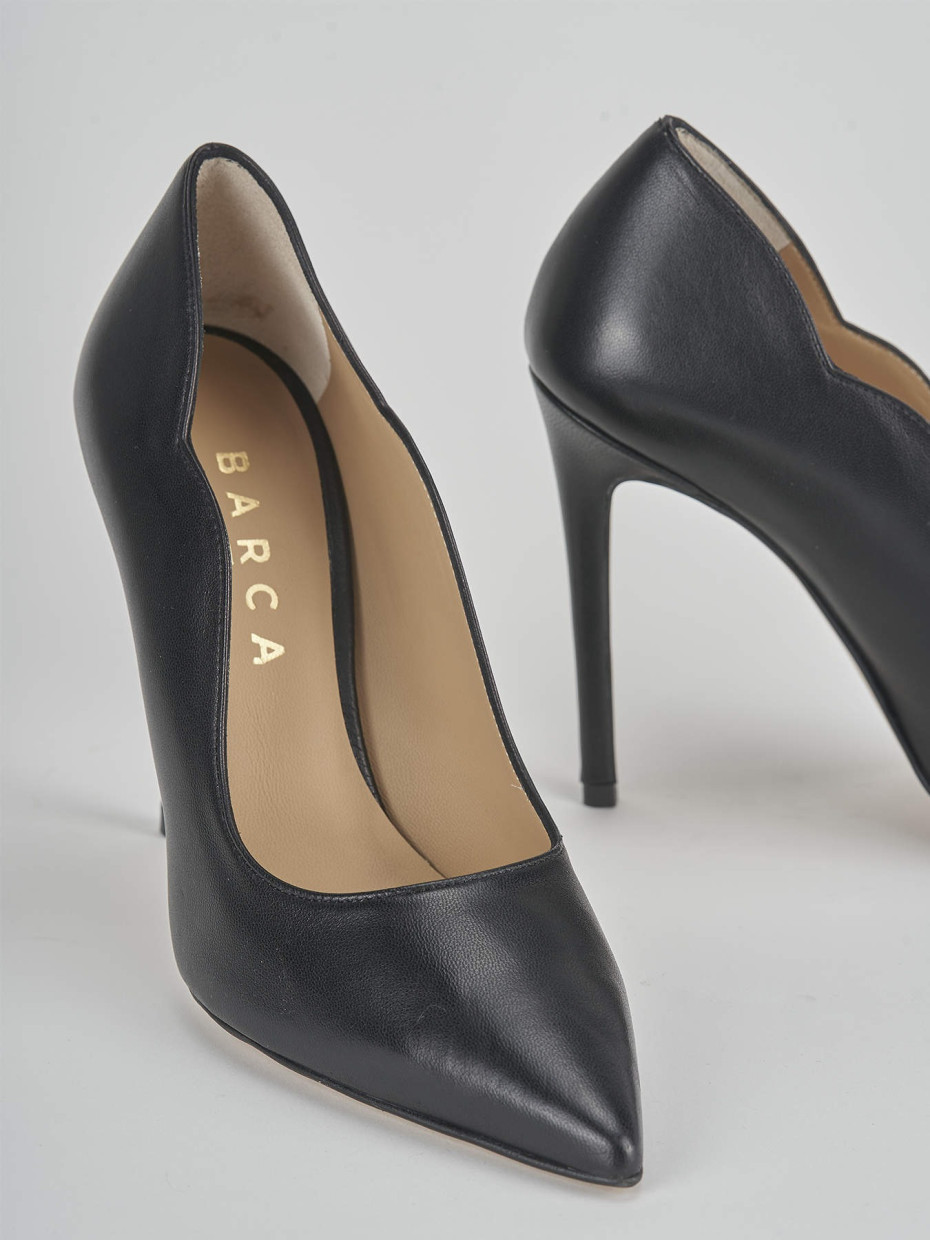 Décolleté e slingback tacco 10cm pelle nero