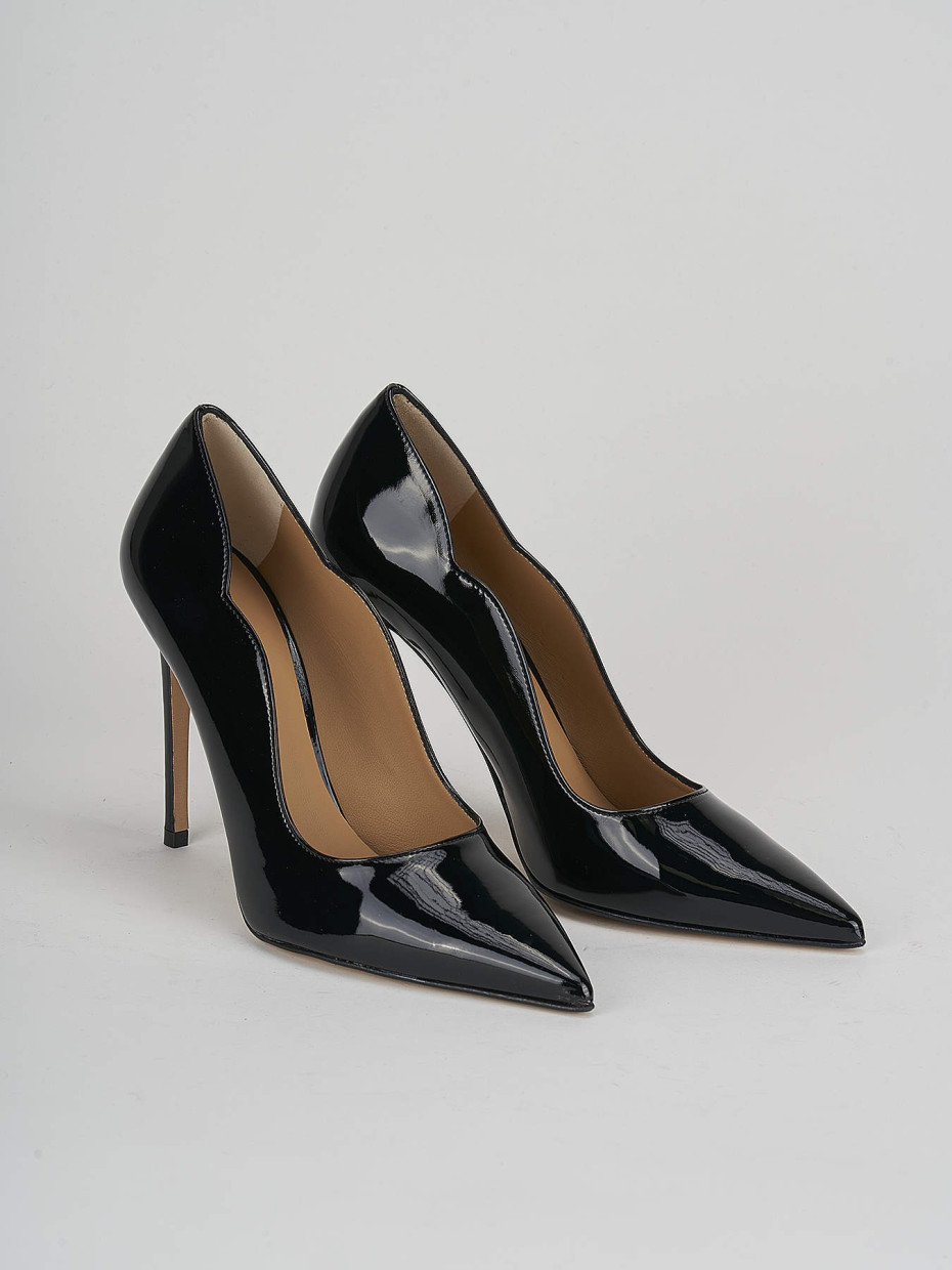 Décolleté e slingback tacco 10cm vernice nero