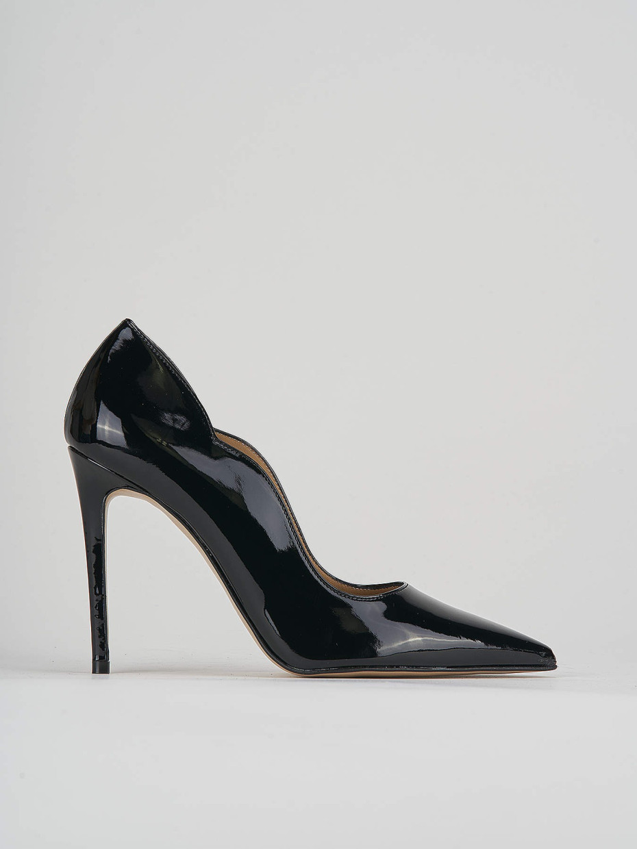 Décolleté e slingback tacco 10cm vernice nero