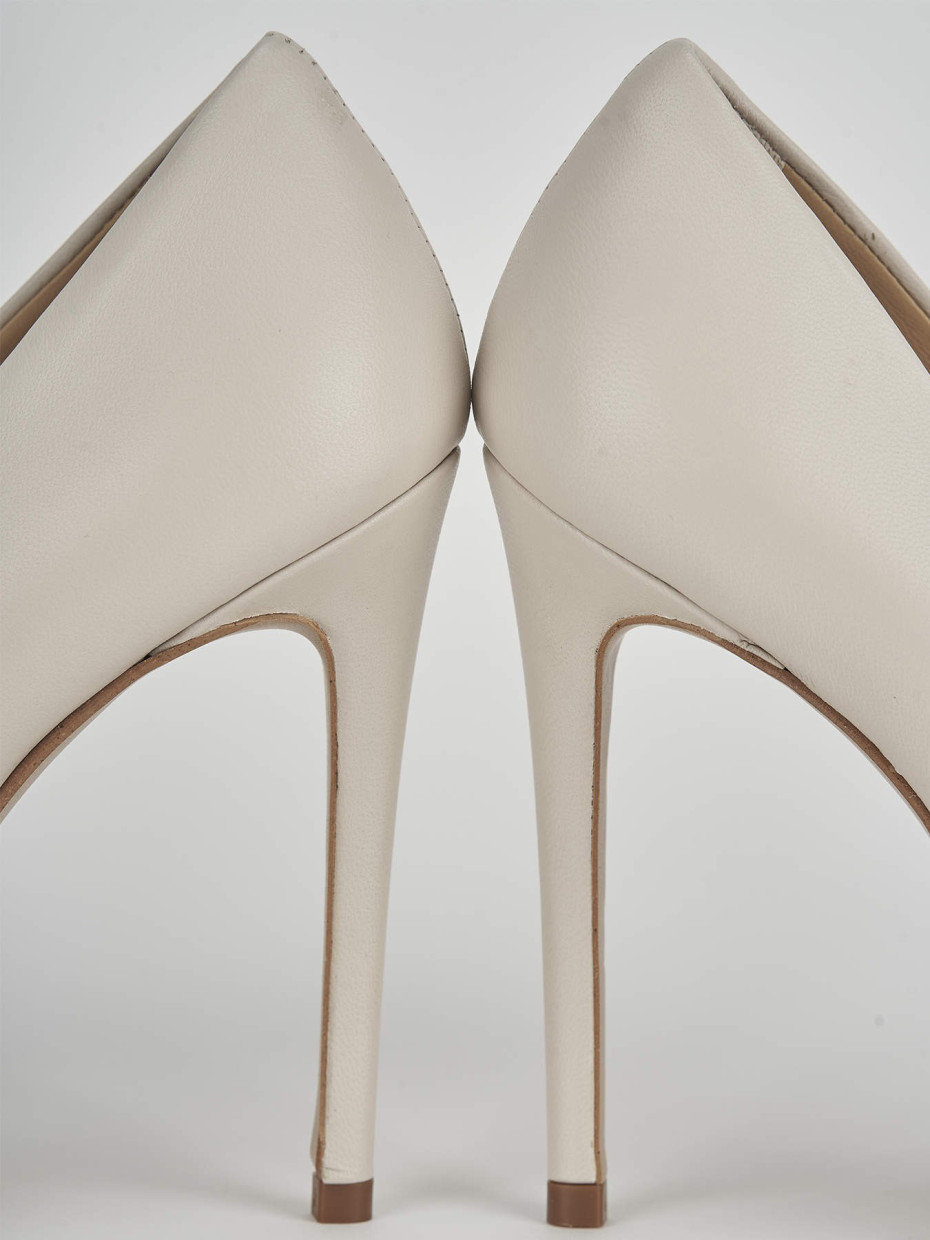 Décolleté e slingback tacco 10cm pelle beige