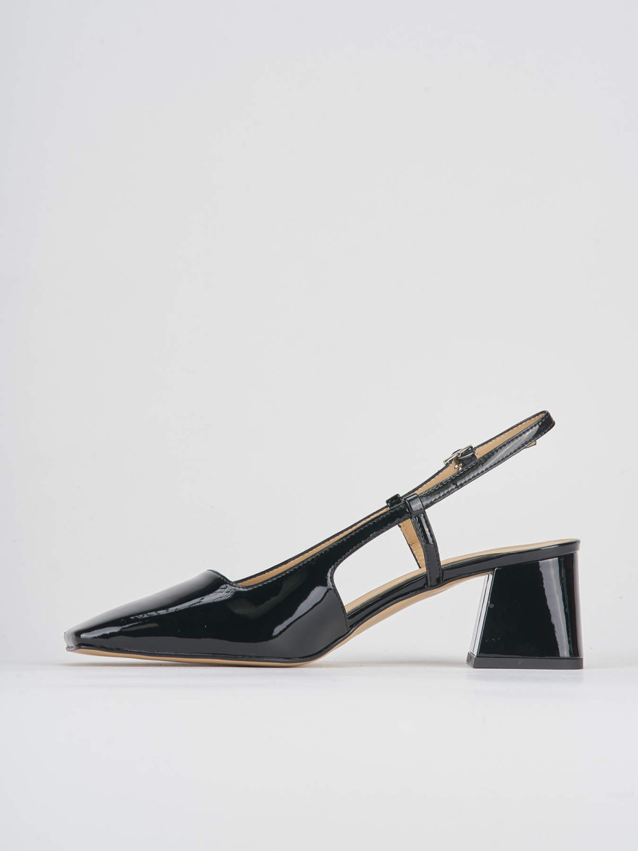 Slingback decolletè tacco 6cm nero vernice