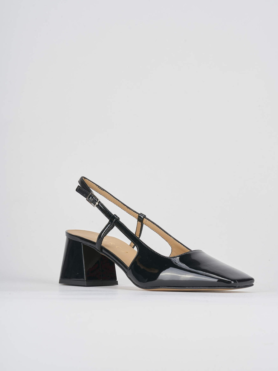 Slingback decolletè tacco 6cm nero vernice