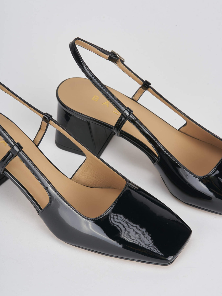 Slingback decolletè tacco 6cm nero vernice