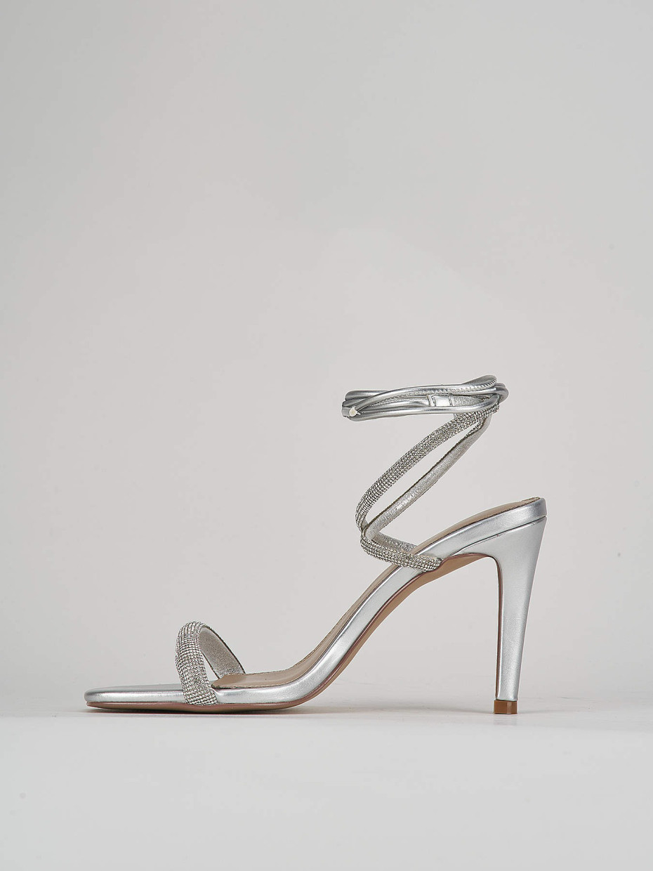Sandali tacco 9cm pelle argento