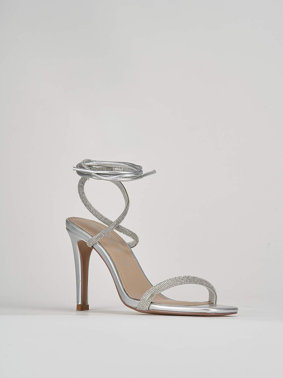 Sandali tacco 9cm pelle argento