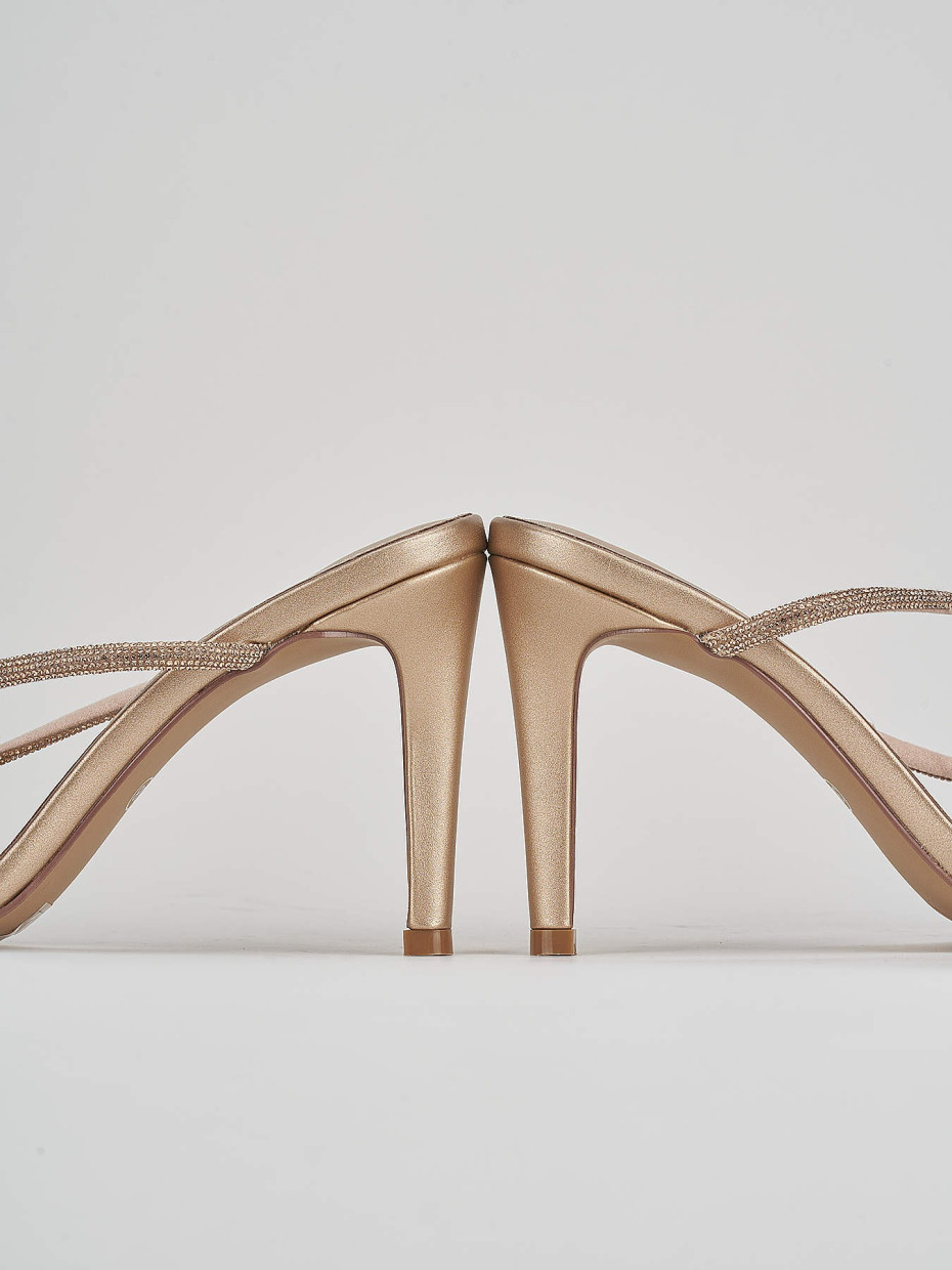 High heel sandals heel 9 cm bronze leather