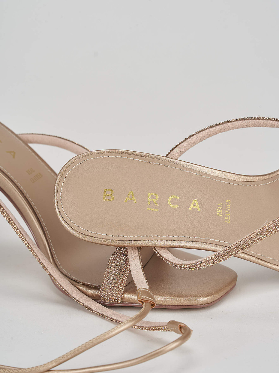 High heel sandals heel 9 cm bronze leather