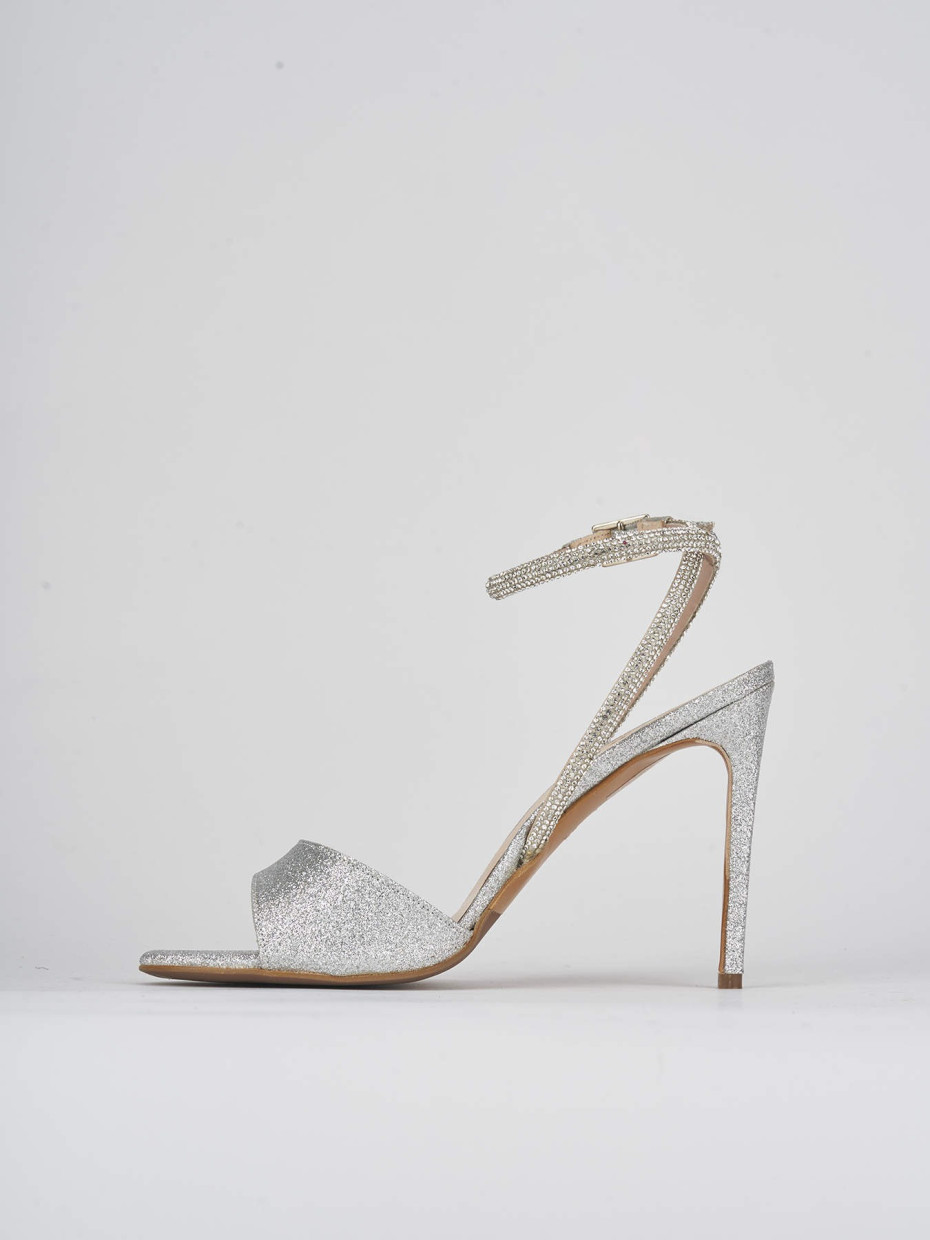 Sandalo tacco 10 cm argento pelle