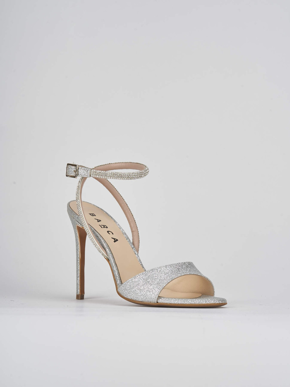 High heel sandals heel 11 cm silver leather