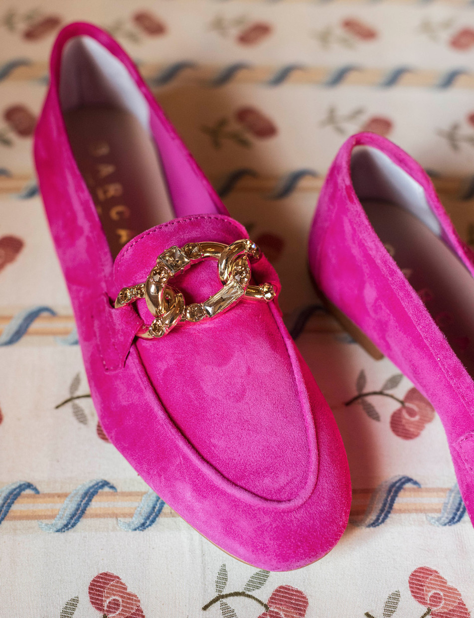 Loafers heel 1 cm pink suede