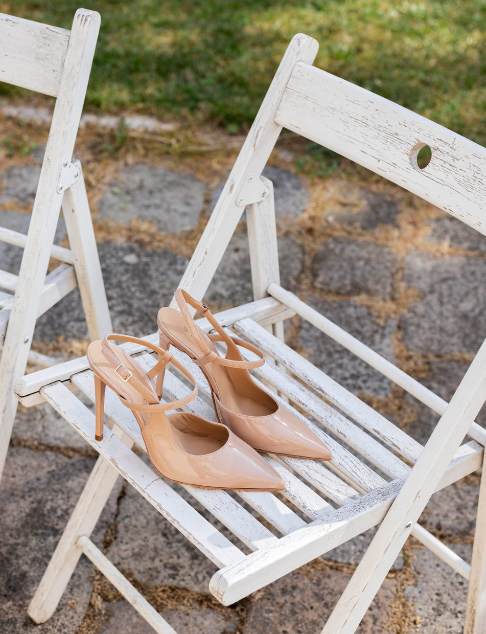 Décolleté e slingback tacco 10cm vernice rosa