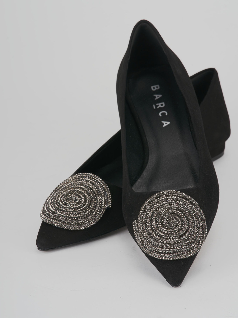 Flat shoes heel 1 cm black suede