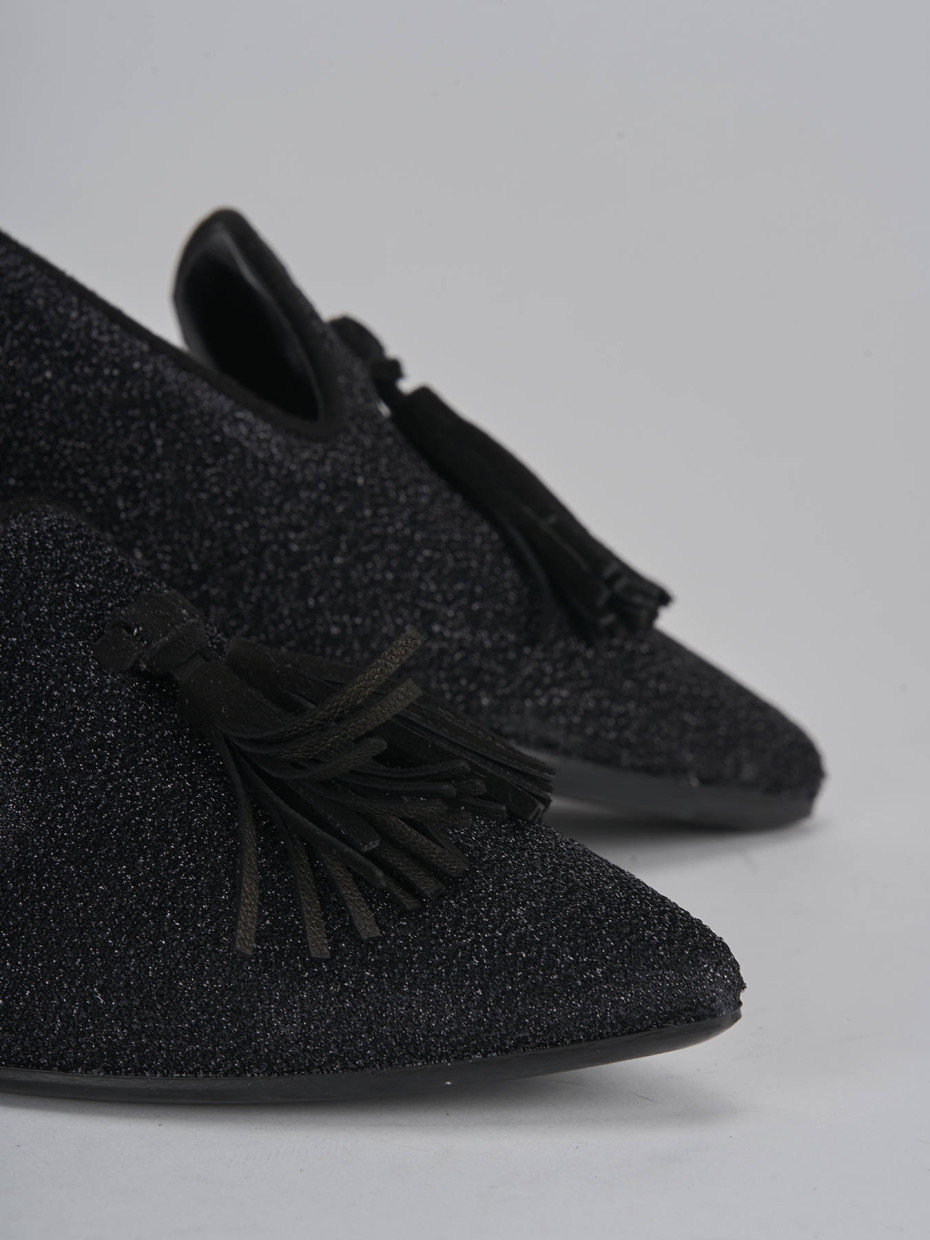 Flat shoes heel 1 cm black glitter