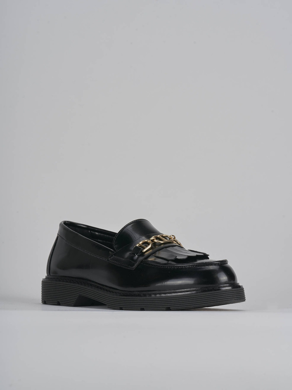 Loafers heel 2 cm black leather