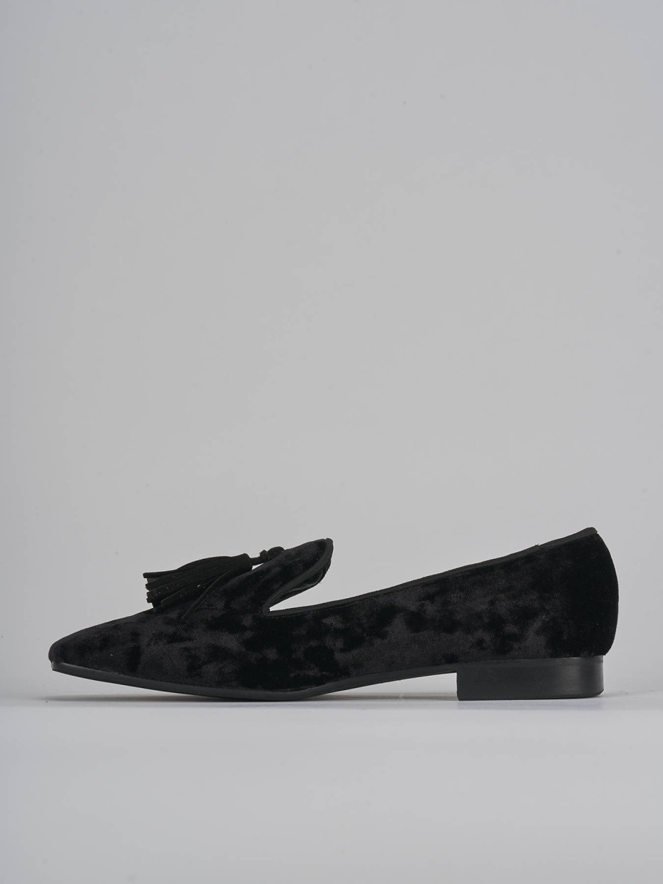 Flat shoes heel 2 cm black velvet