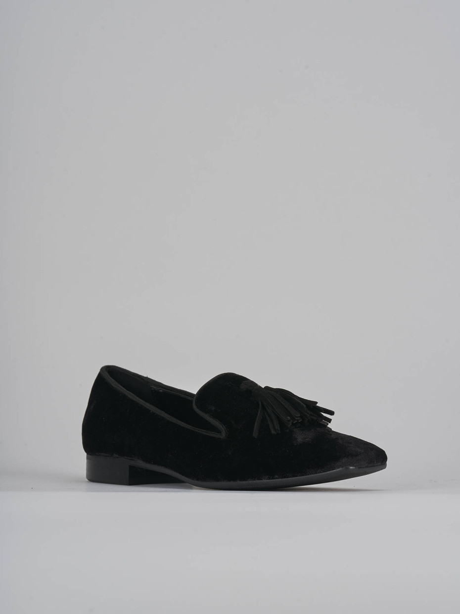 Flat shoes heel 2 cm black velvet