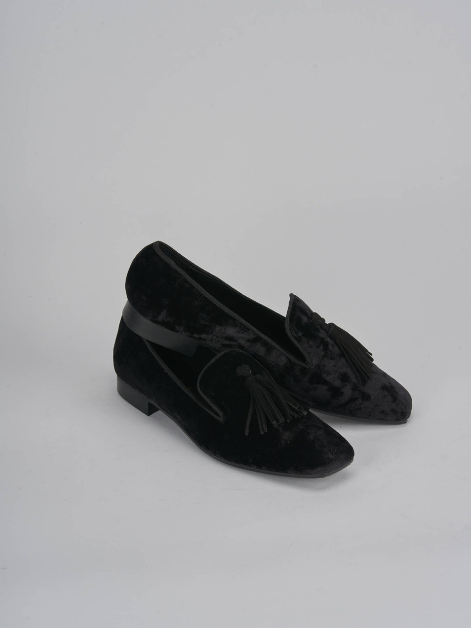 Flat shoes heel 2 cm black velvet