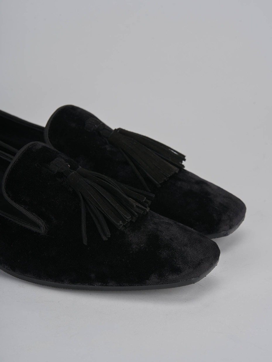 Flat shoes heel 2 cm black velvet