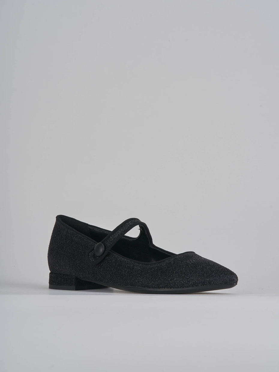 Flat shoes heel 2 cm black glitter
