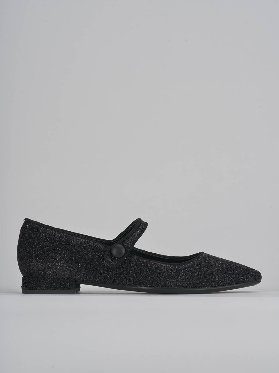 Flat shoes heel 2 cm black glitter
